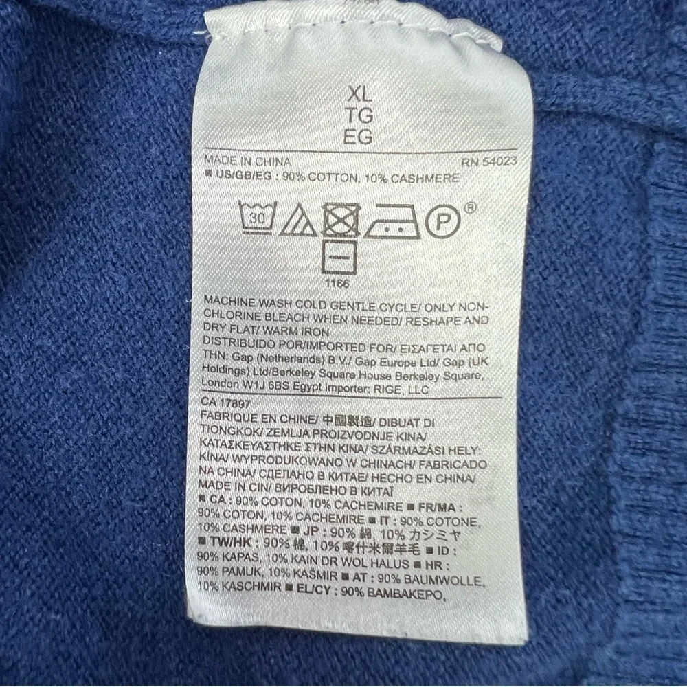 Banana Republic Men’s 1/4 Zip Sweater Sz XL Color Blue Mock Neck 10% Cashmere